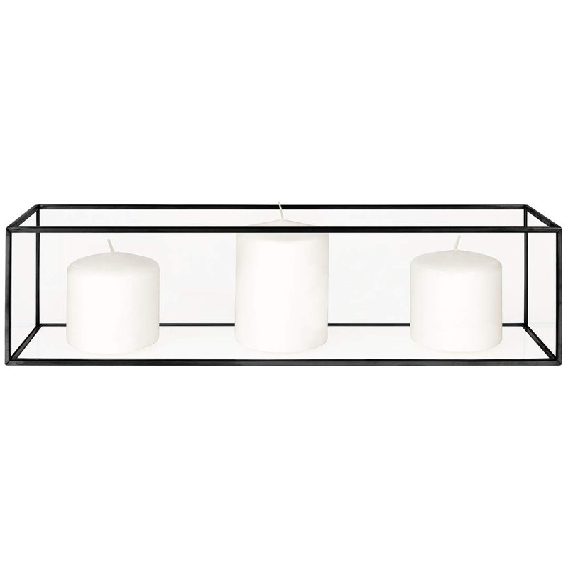 4'' H Glass Tabletop Lantern, 4" H x 16" W x 4" D