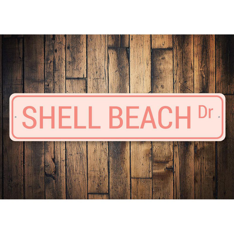 Plaque en aluminium Shell Beach Drive, H 6 po x l 24 po x P 0,063 po