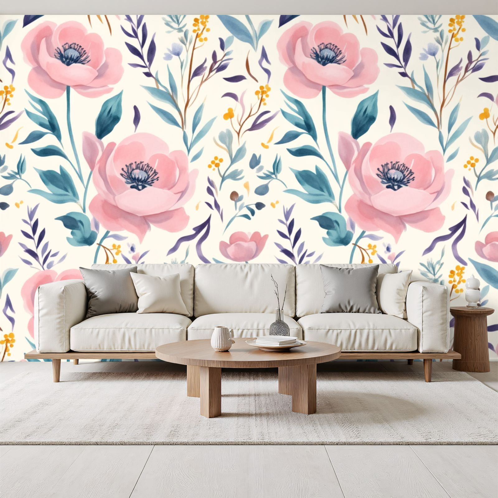 Red Barrel Studio® Peel and Stick Wallpaper Seamless Pastel Floral Pink ...