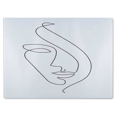 Line Face drawing Designer Glass Chopping Board