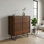 Meuble de rangement en bois d'acacia massif de style industriel moderne de 39 po de longueur avec tablettes réglables et pieds en métal Lowry