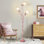 Lampe sur pied à fleur pour chambre à coucher, jolie lampe de coin avec col de cygne flexible, lampe de lecture sur pied à 3 lumières avec 3 températures de couleur, ampoules incluses, lampe sur pied haute pour coin de salon (rose)