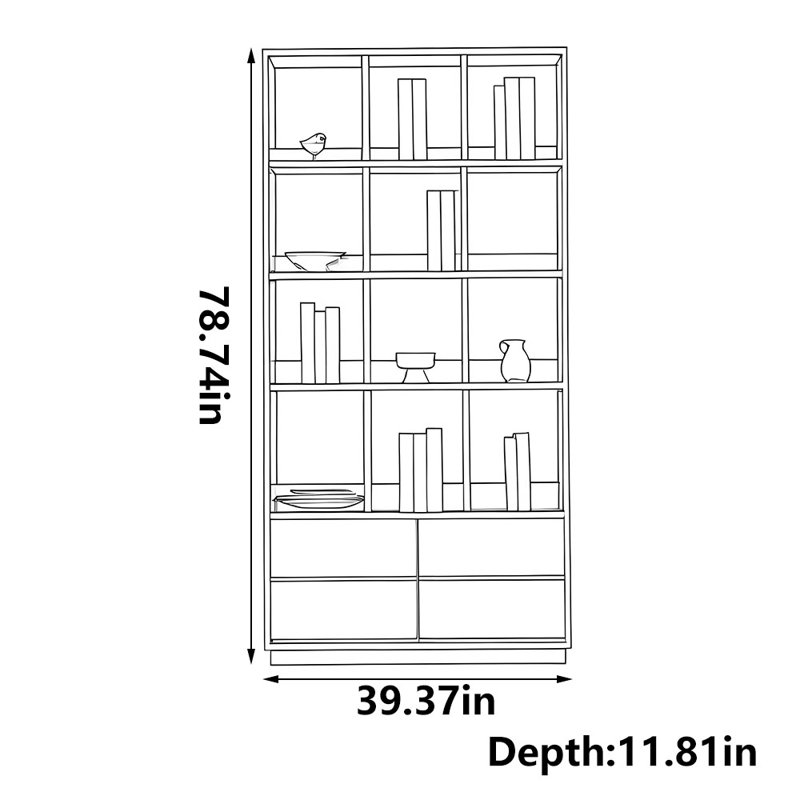 Solid wood black walnut bookcase