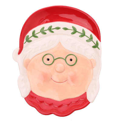 Santa & Friends Ceramic Nordic Plate Mr Claus Wearing Glasses
