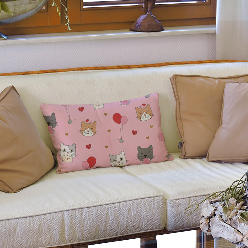 Coussin lombaire 14 po, Rose / Brun / Gris
