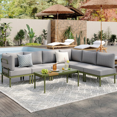 Metal 7-Person Patio Set, Outdoor Aluminum Patio Furniture Set