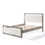 Grand lit avec structure en bois gris et revêtement Boucle, lattes solides, parfait pour le soutien général, tissu de la taille de la décoration de la chambre à coucher, structure, répartition uniforme du poids, mise à niveau
