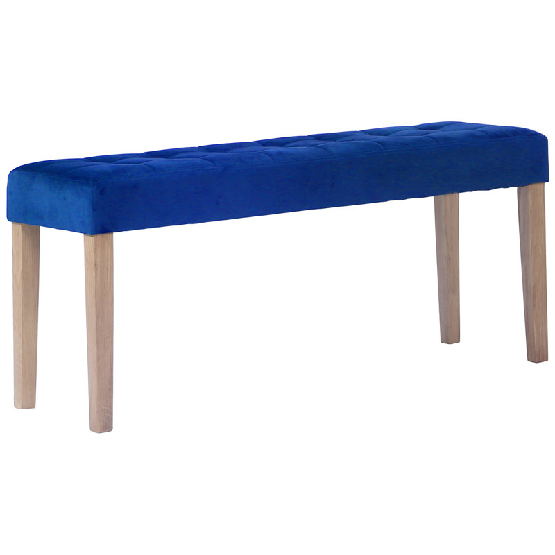 Velvet Bench, Blue, 48 cm H x 104 cm W x 35 cm D