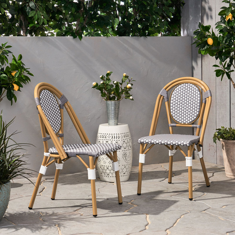 Chaise bistro française en aluminium blanc / gris, l 18,96 po x P 20,3 po