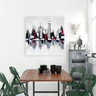 Paysage urbain gris et rouge - Toile de bureau pour la décoration intérieure