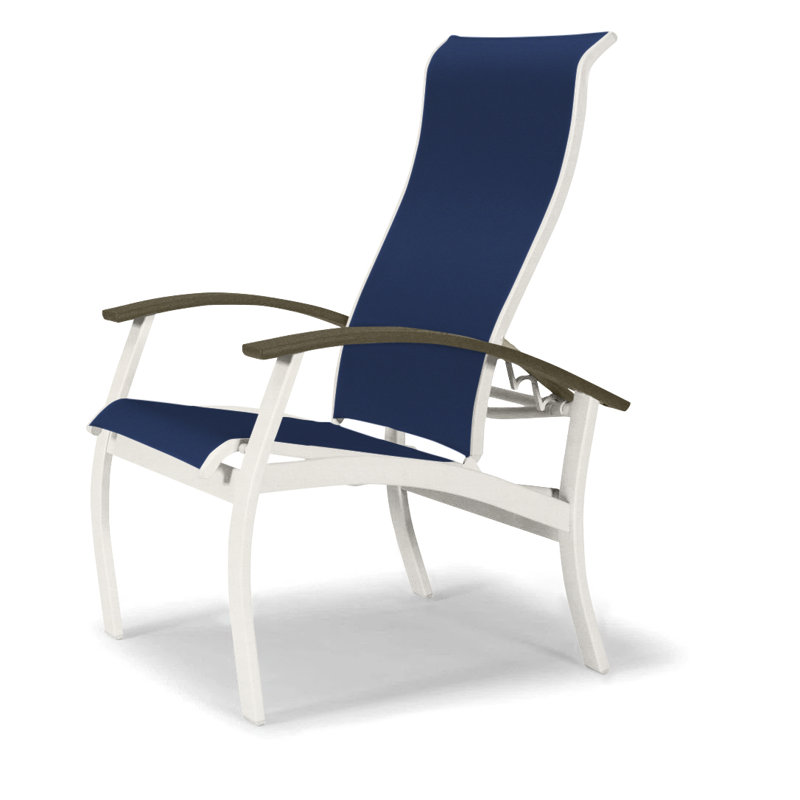 Chaise de patio Askar, Beachwood, Bleu marine 13D Sunbrella®, Neige texturée
