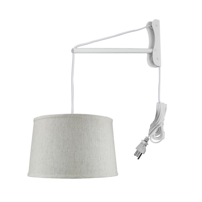 St Judes Plug-in Swing Arm Sconce, Textured Oatmeal, 16" H x 16" W x 11" D