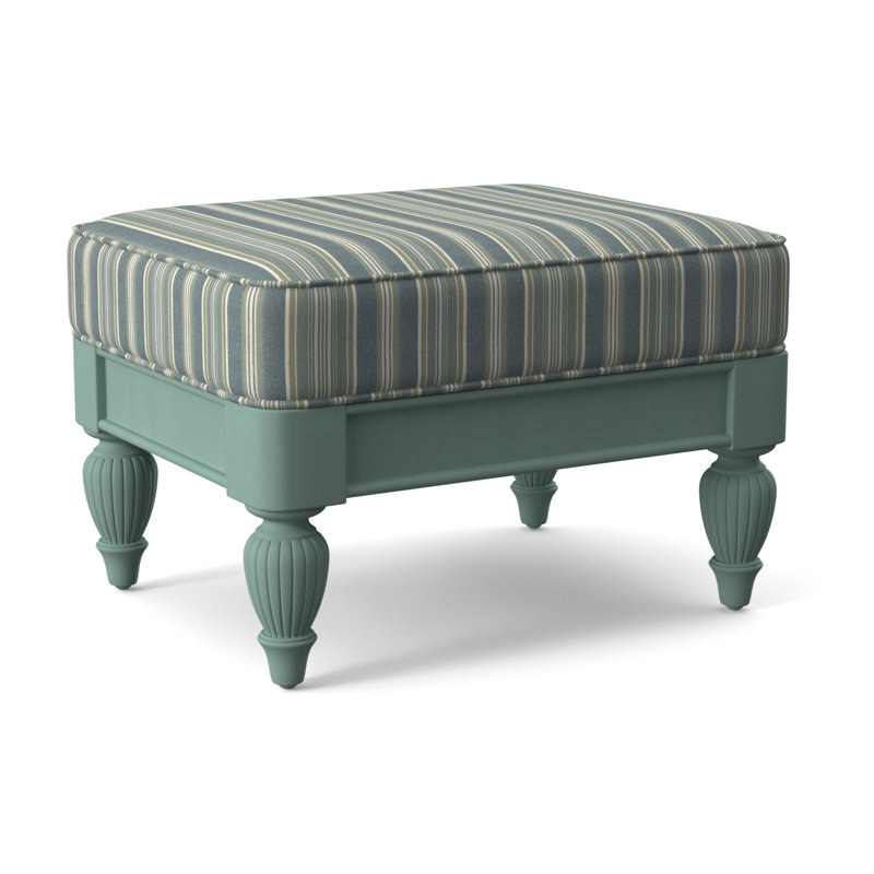 Grand View Ottoman, Java Finish, Green and Blue Stripe; 0252-54