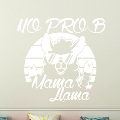 Décalcomanie murale "no prob maman llama"