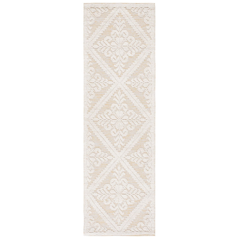 Vermont Hand Woven Wool Damask Rug, Runner 2'3" x 8'