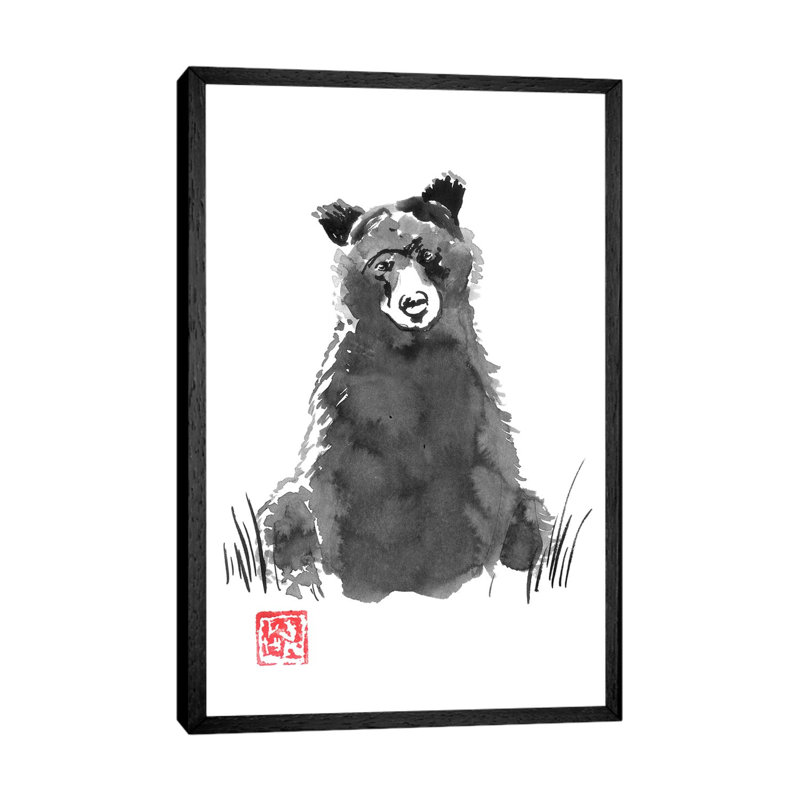 Bear by Péchane - Painting on Canvas, Black Framed, 66.04 cm H x 45.72 cm W