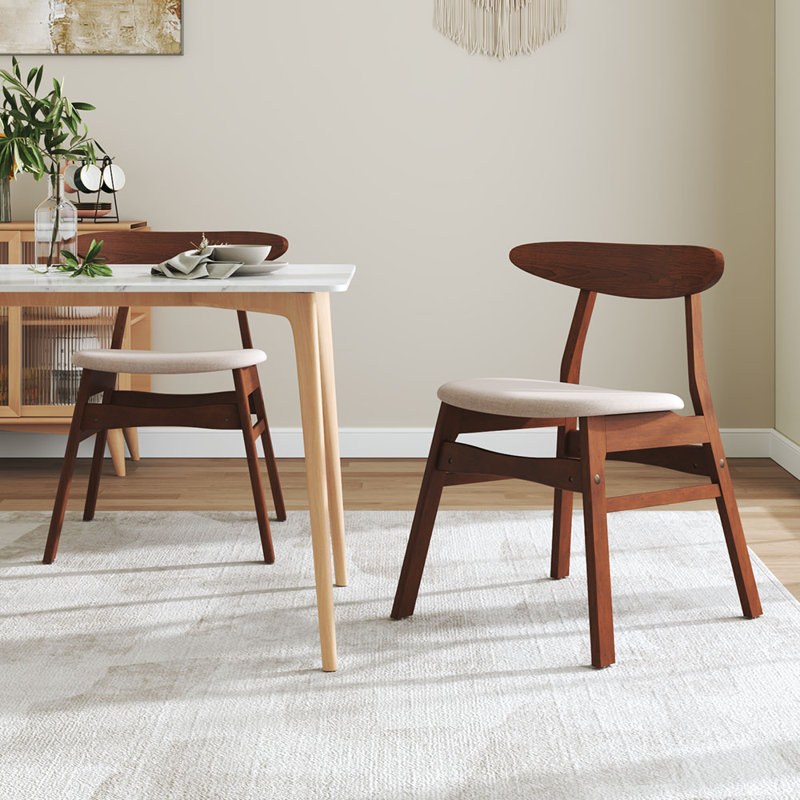 47 cm H Upholstered Linen Dining Chair, Beige