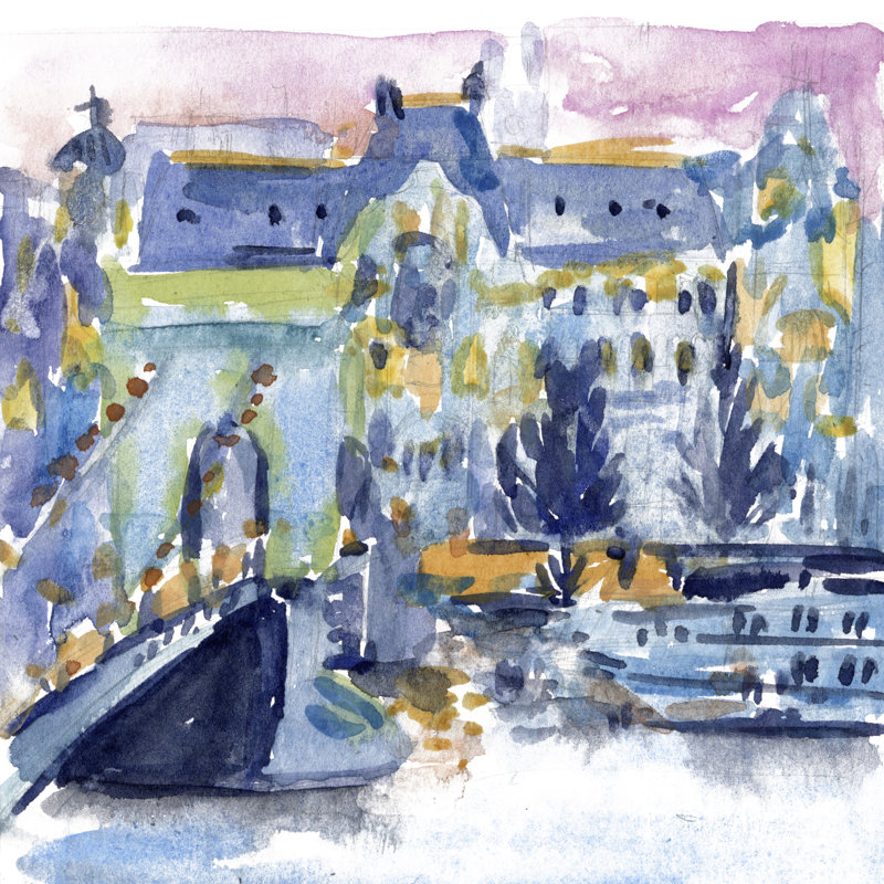 River City I by Melissa Wang - Wrapped Canvas Painting, 30cm H x 30cm W
