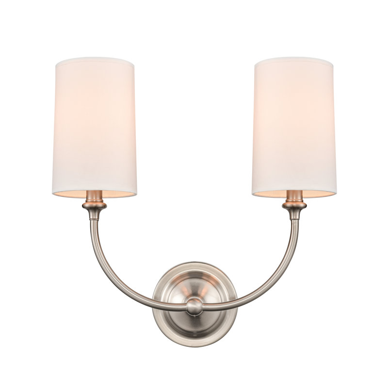 Applique murale en acier 2 lumières Rayleigh, Nickel satiné brossé