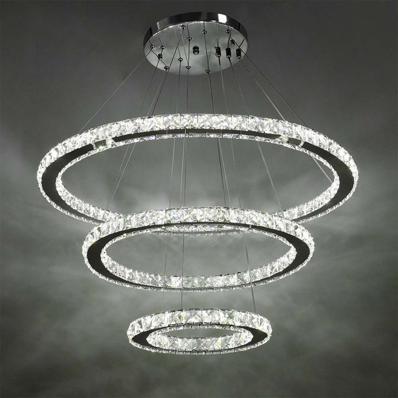 Bayviewpark 3 - Light Transparent LED Crystal Pendant, 120cm H x 70cm W x 70cm D