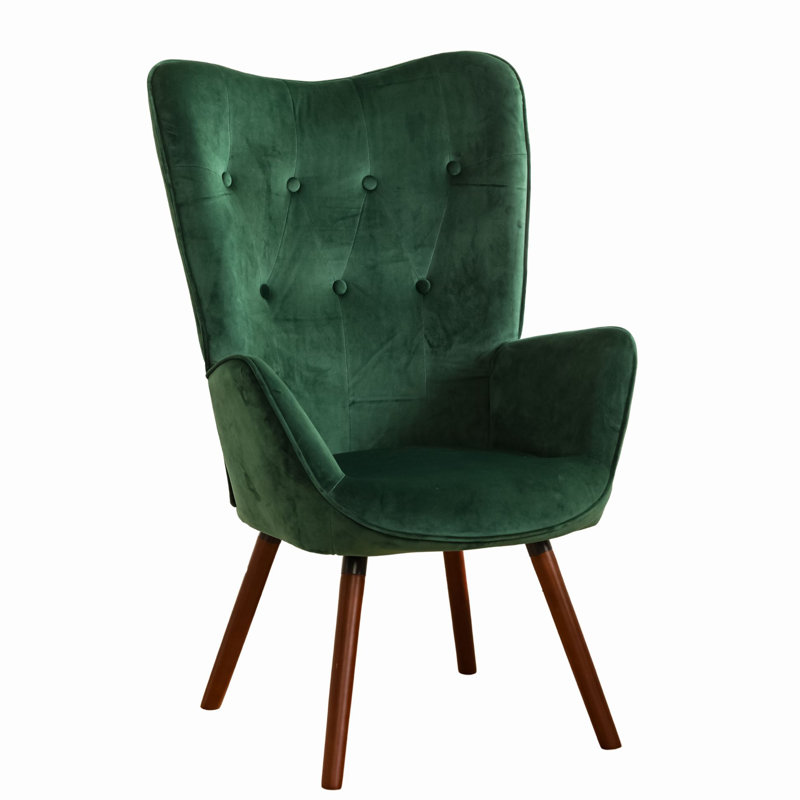 Garmon Velvet Armchair, Green