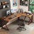 Nut-brown L-Shaped Solid Wood writing desk-118614646