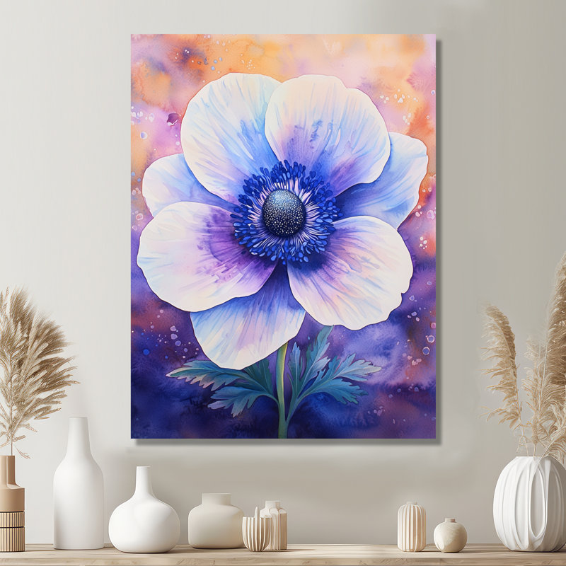 «Aqua Shimmering Serenade Of Anemone III», coquelicots, impression sur métal, H 32 po x l 16 po x P 0,84 po