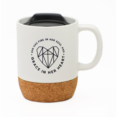 Tasse de fond en liège avec couvercle She Elle Has Fire In Her Soul - 14 oz