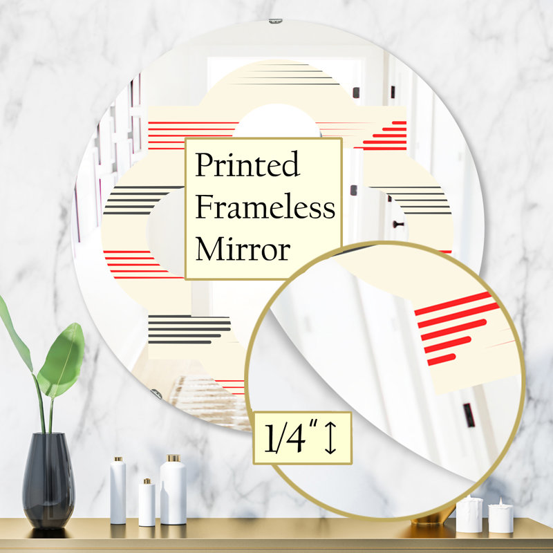 Miroir mural moderne et sans cadre à motif géométrique i quadrilobe modern, H 31,5 po x l po