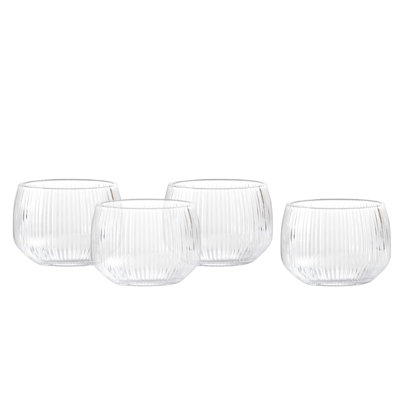 Fortessa Estiva Glass, 9.5 Ounce Short Tumbler (Set of 4), Textured Clear