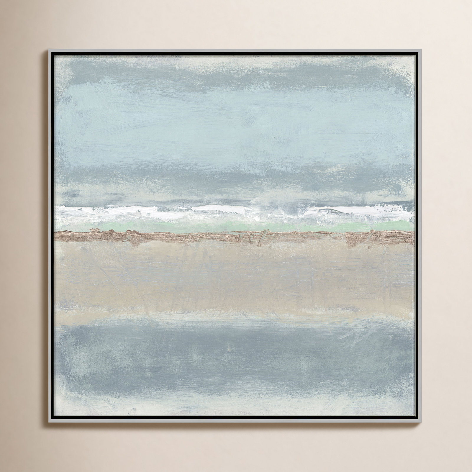 Dandelion "Serenity II" Painting by Filippo Ioco, 45" H x 45" W x 2" D, Silver