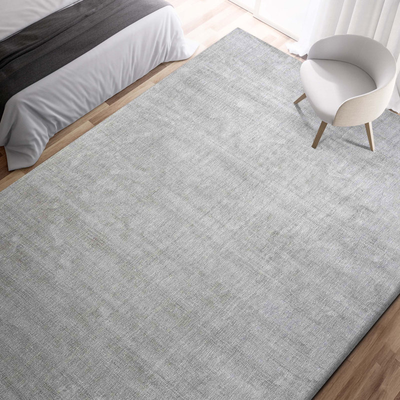 Silk Area Rug in Light Grey, Rectangle 12' x 15'