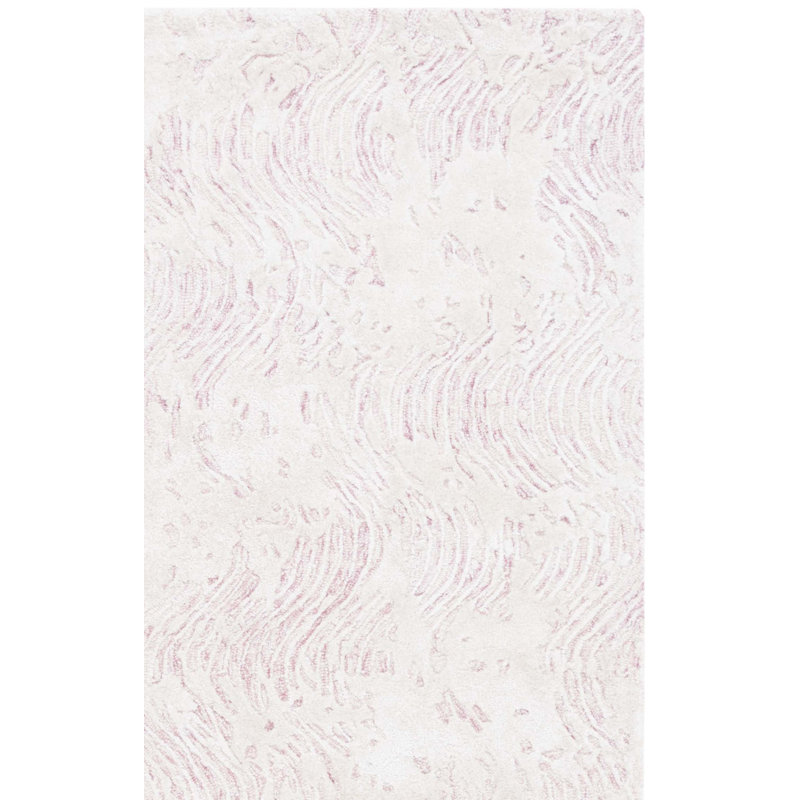 Glamour Hand Tufted Wool Viscose Cotton with Latex Abstract Rug in Ivory, Rectangle 6' x 9'