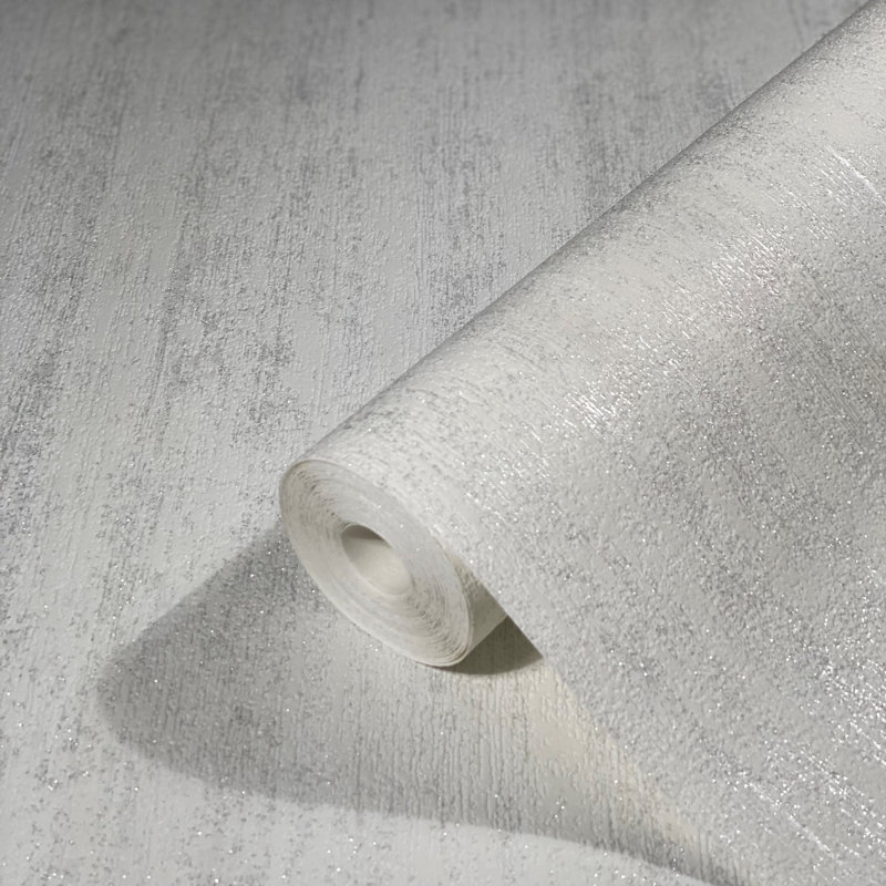Ninti Industrial Effects Glitter Rough Texture Wallpaper Roll 10.05cm X 53cm, White