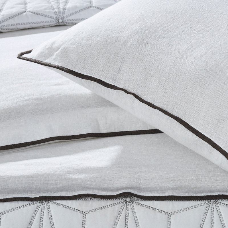Teller Cotton Blend Sham - Euro, Euro, White/Charcoal