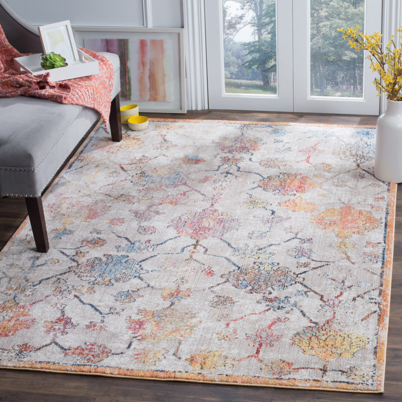 Tapis oriental gris / orange Gardner, Rectangle 5 pi 1 po x 7 pi 6 po