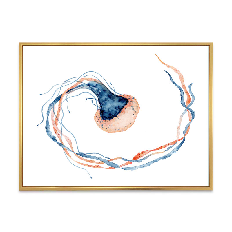 «Medusa peint sur blanc I», reproduction sur toile, H 12 po x l 20 po x P 1 po, Cadre flottant doré