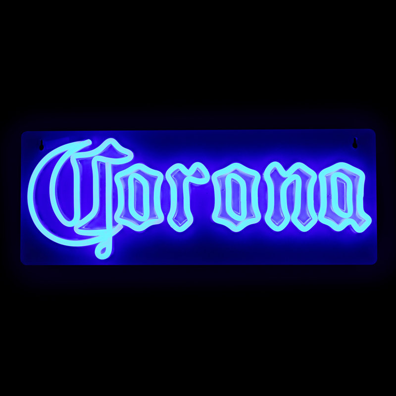 Enseigne murale 17 po de style néon à logo lumineux DEL bleu Corona