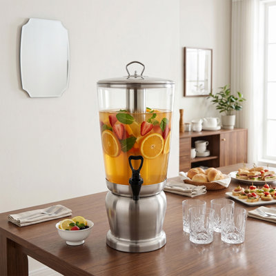 2.11 Gal Beverage Dispenser with Ice Core, Stainless Steel Drink Dispenser For Parties, Events, Gathering