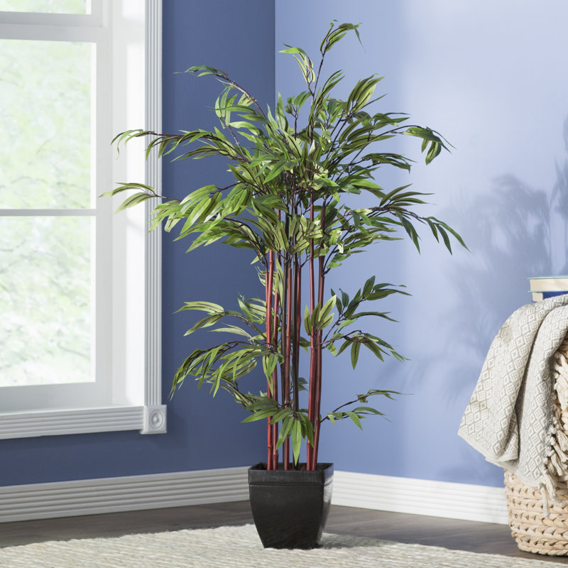Arbre de bambou artificiel dans un pot de fleurs, H 48 po x l 34 po x p 27 po