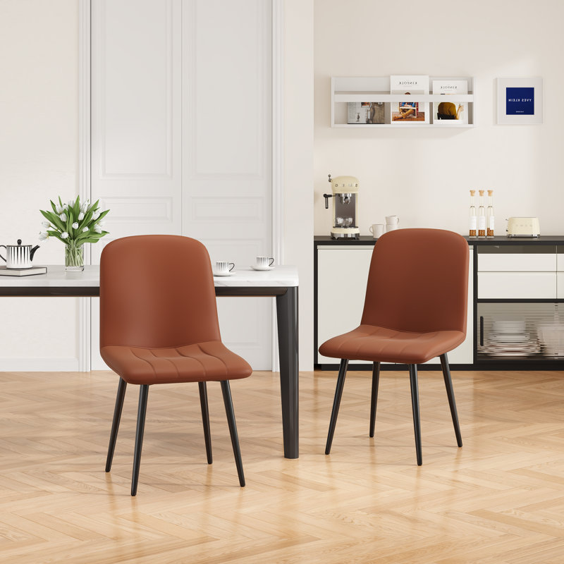 48cm H Tufted Upholstered Metal Upholstered Back Side Chair, Brown