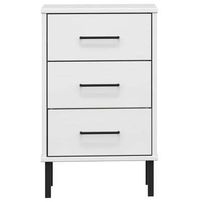 Nightstand Bed Cabinet with 3 Drawers Bed Table Solid Pine Wood OSLO