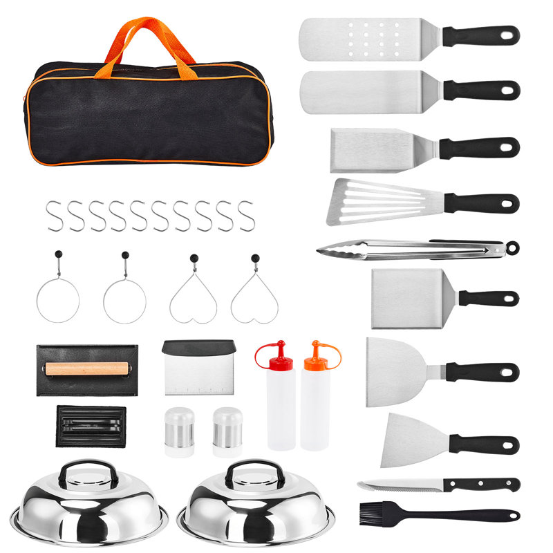 19 Pcs Stainless Steel Teppanyaki Grill Tool Set Outdoor Camping Cookware Set