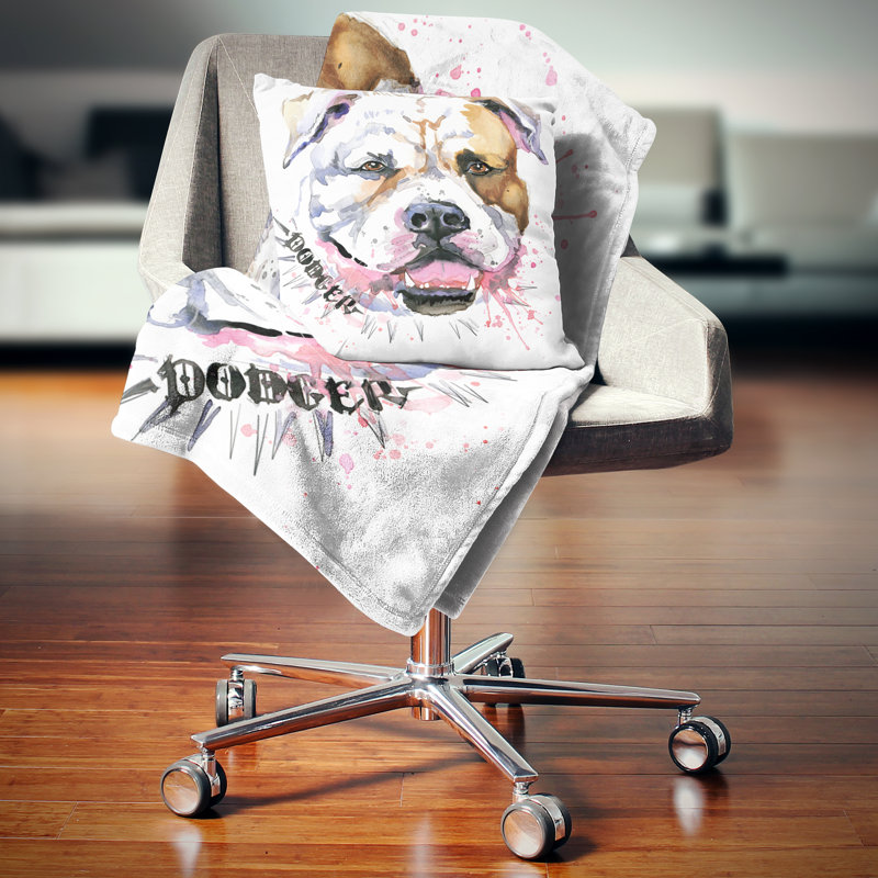 Chien mignon avec une gueule ouverte - oreiller imprimé animal, 16 po x 1 po, Coussin décoratif