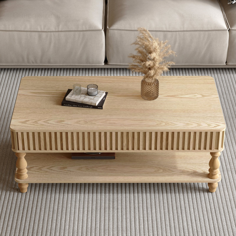 Table basse à plateau relevable 47,24 po avec rangement, Bois naturel