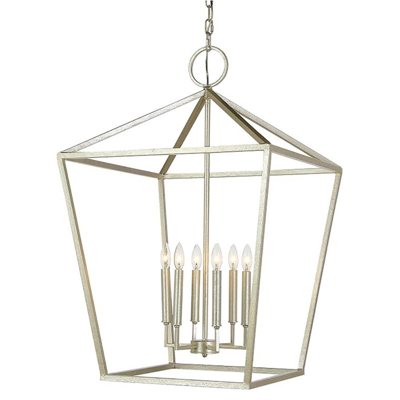 Vegas 6 - Light Lantern Geometric Chandelier, Oyster White