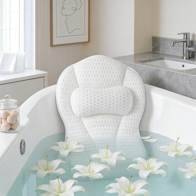 Coussins de bain luxueux pour le soutien de la baignoire et du cou | Coton respirant et 6 ventouses antidérapantes pour la détente au spa | Cadeaux pour accessoires de baignoire pour femmes et maison (Livré avec un sac de lavage)