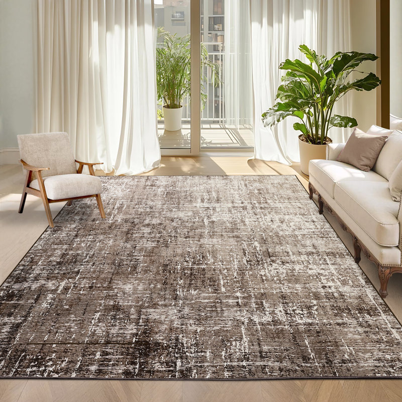 Modern Abstract Area Rug, Washable Rugs for Living Room, Non Slip & Stain Resistant Ombre Print Accent Carpet, Low Pile Home Decor Floor Decoration Mat