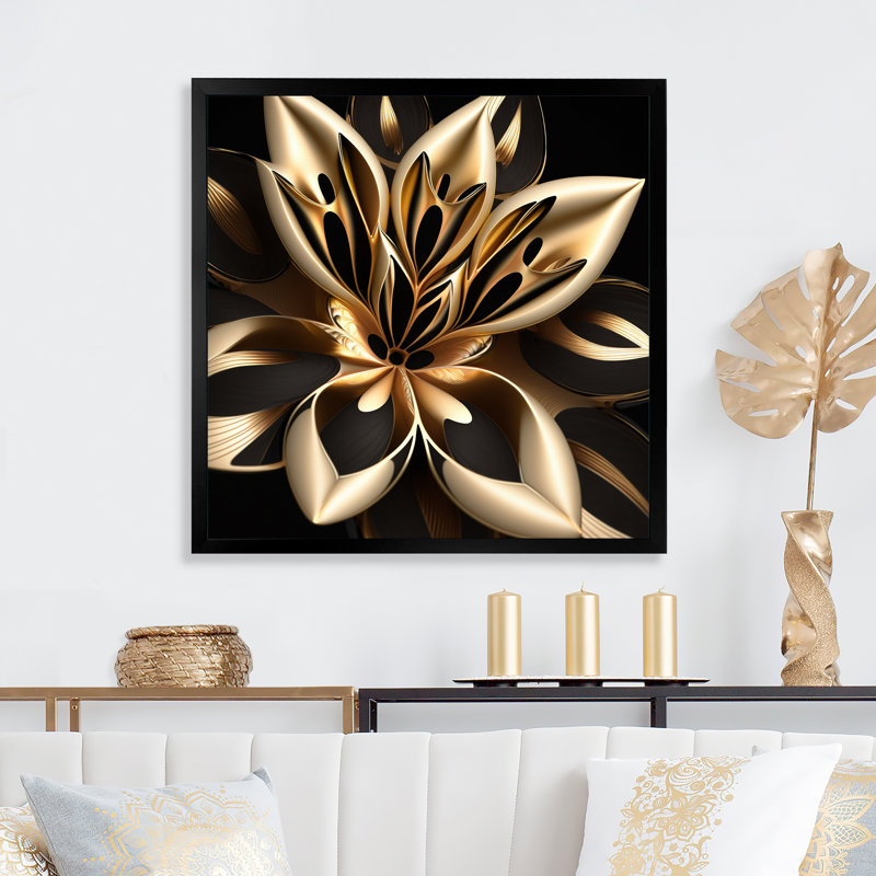 Glamourous Lily On Black III - impression sur toile de lis, Cadre d'angle fermé noir, H 16 po x l 16 po x P 1 po
