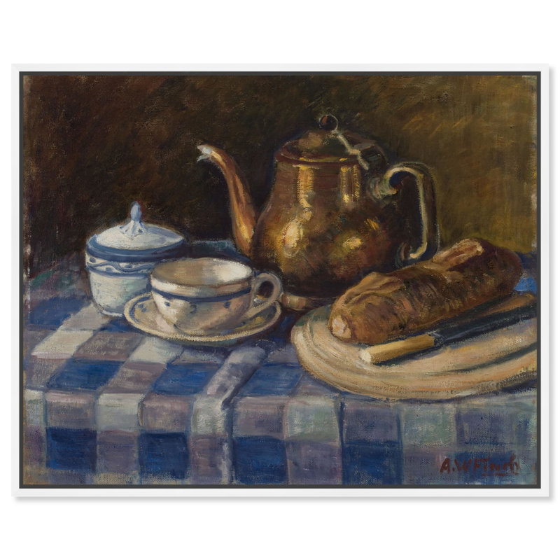 Still Life 1925 Canvas Vintage Kitchen Wall Art by Art Remedy, White Framed, 25" H x 31" W x 1.2" D